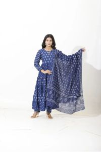 Indigo Bloom Tiered Anarkali Set