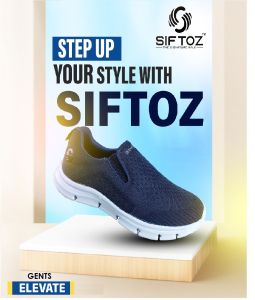 Mens Black Textured Slip-On Shoes