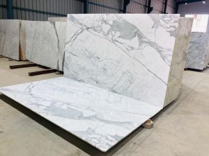 White Indian Statuario Marble Slab