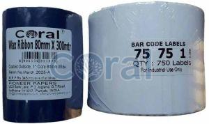 75x75mm Coral Plain Barcode Label Roll