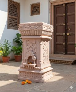 Beige 3 Feet Stone Tulsi Pot