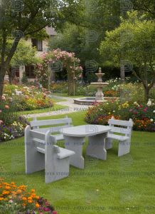 Grey Solid Stone Garden Benches