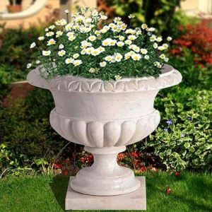 White Curved Sandstone Garden Planters
