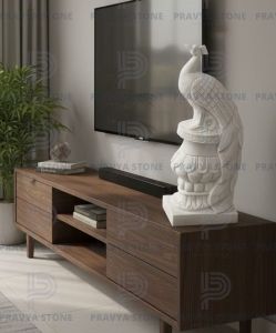 White Marble Peacock Sculpture