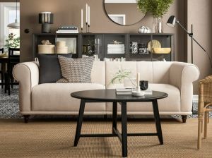 Traditional Style Fabric Sofa with Channel Backrest