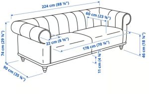 Traditional Style Fabric Sofa with Channel Backrest