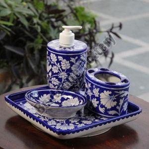 Blue Ceramic Bathroom Set