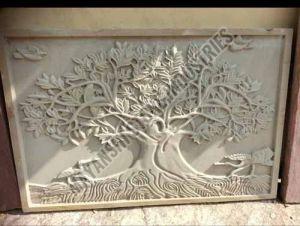 Pink Sandstone Carving Wall Panel