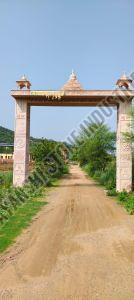 Traditional Red Sandstone Gate