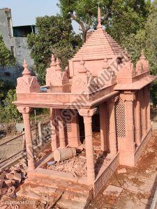 Red Sandstone Hand Carved Mandir Temple