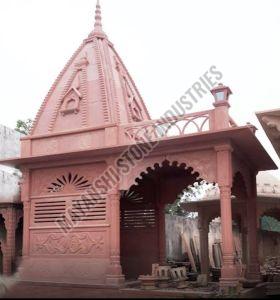 Red Sandstone Hand Carved Mandir Temple