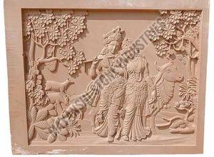 Pink Sandstone Carving Wall Panel