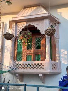 Red Sandstone Carved Window Jali