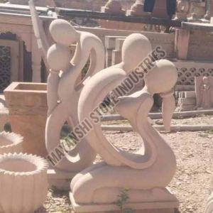 Red Sandstone Couple Statue