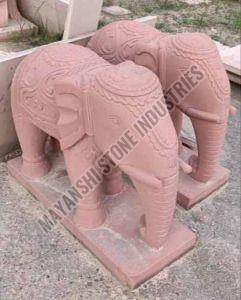 Red Sandstone Elephant Statue