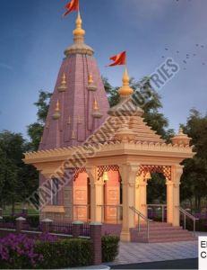 Red Sandstone Hand Carved Mandir Temple