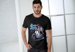 Black Men Breathable Cotton Printed T-Shirt