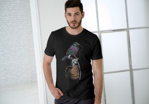 Black Men Slim Fit Printed Cotton T-Shirt
