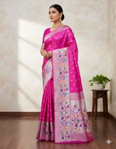 Designer Printed Paithani Silk Saree