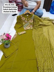 Embroidered Cotton Kurti Set for Women