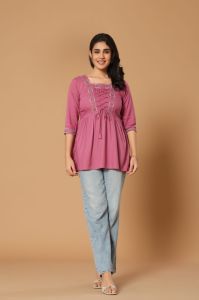 Embroidered Short Kurti Top for Women