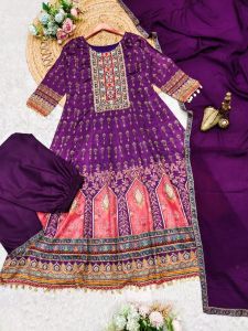 Festive Wear Chinon Kurti Dupatta Set