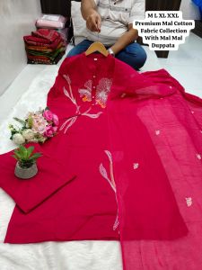 Traditional Cotton Kurti Pant Dupatta Set