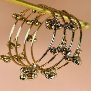 Antique Gold Plated Ghungroo Design Bangle Set