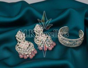 Ladies Light Pink Designer Drop Earrings