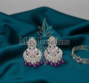 Ladies Purple Designer Drop Earrings