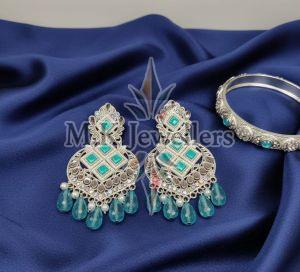Ladies Sky Blue Designer Drop Earrings