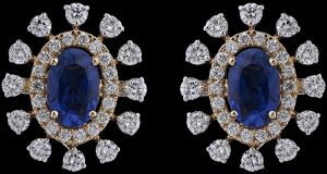 18k Gold Contemporary Diamond Cluster Studs