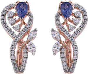 18k Gold Modern Architectural Diamond Drop Earrings