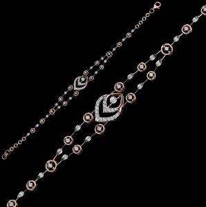 18k Gold V Shape Diamond Station Bracelet