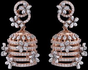 18k Gold Vintage Inspired Gemstone Halo Diamond Earrings