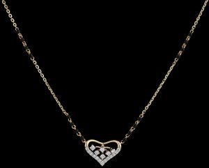 18K Heart Shape Gold Diamond Mangalsutra