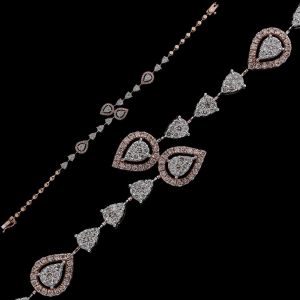 18k Rose Gold Pear Shaped Diamond Cluster Bracelet