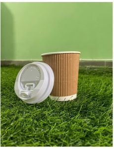Brown Ripple Wall Paper Cup with Lid
