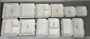 Eco Friendly Sugarcane Bagasse 3 Section Meal Clamshell Box