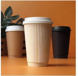 Ripple Wall Insulated Paper Coffee Cup with Lid