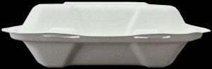 Sugarcane Bagasse 3 Compartment Hinged Food Box