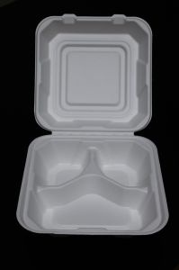Sugarcane Bagasse Hinged Clamshell Food Container