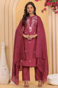 Ladies Embroidered Cotton Suit Set
