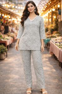 Ladies Printed Cotton Co-Ord Set