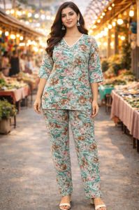 Ladies Printed Cotton Co-Ord Set