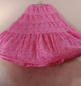 Ladies Light Pink Cotton Long Skirt