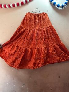 Ladies Orange Cotton Long Skirt