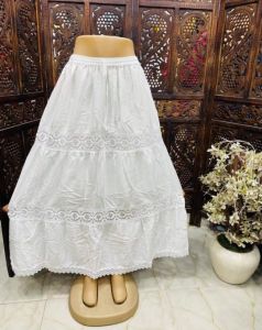 Ladies White Cotton Long Skirt