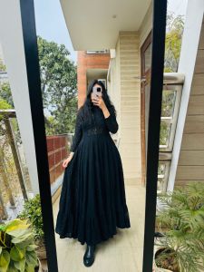 Party Wear Black Long Gown