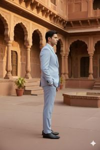 Mens Pastel Blue Tailored Formal Suit